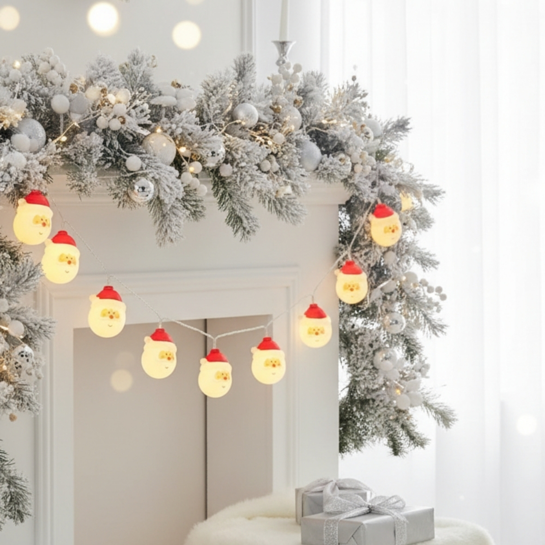 Коледна украса светещи LED лампички с Дядо Коледа