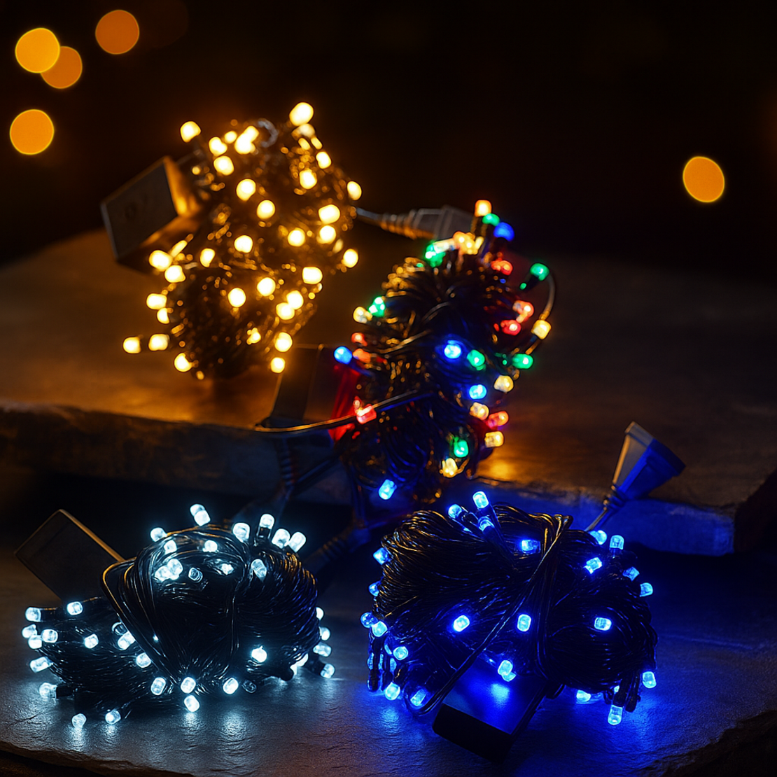 Коледни лампички кристал с удължител 10 метра 100 лампи