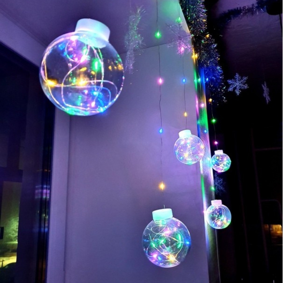 Празнични LED светлини топка с 10 топки в бяла студена и бяла топла светлина