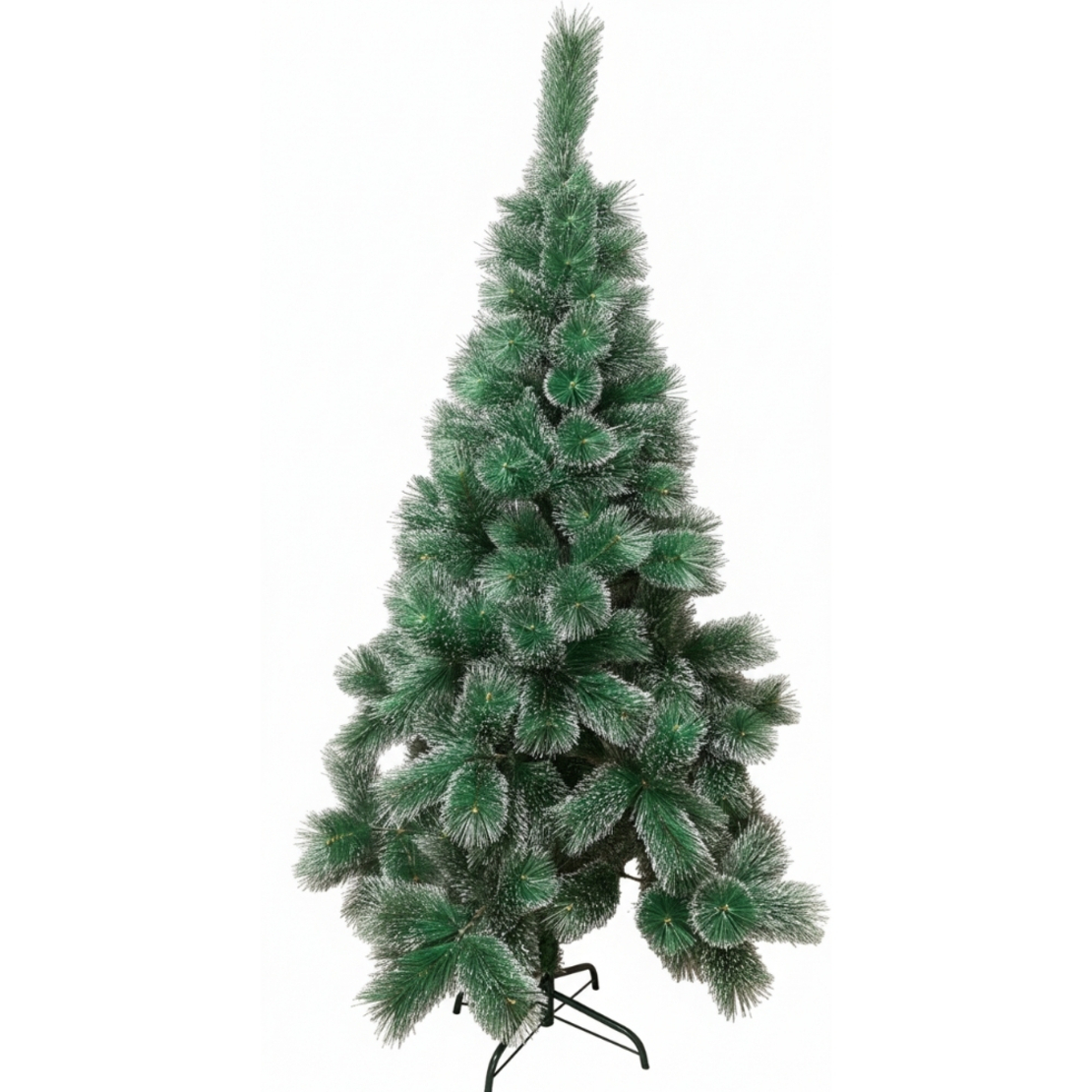 Коледна елха с шишарки и бели заскрежени връхчета