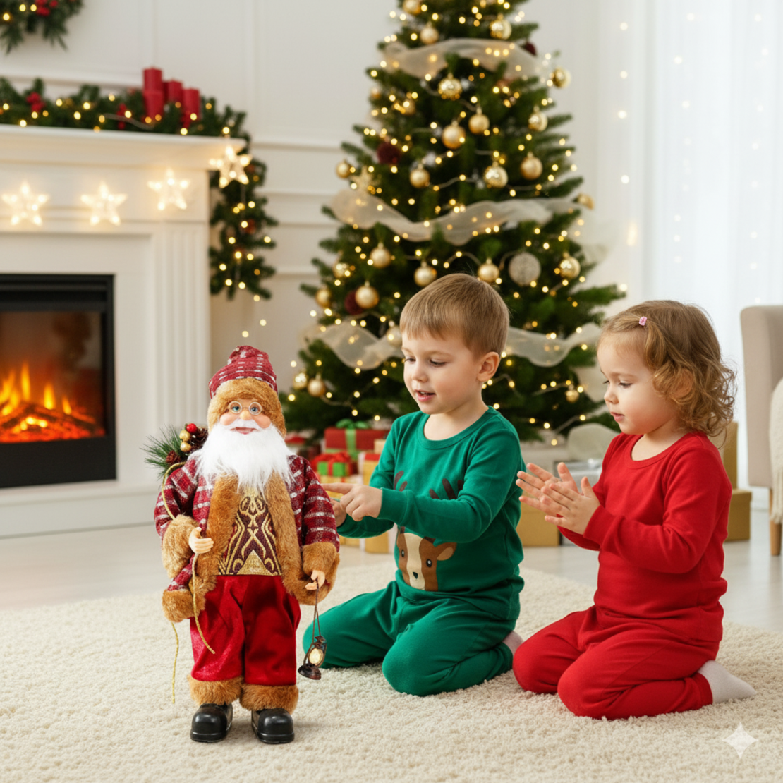 Фигурка Дядо Коледа с чувал и фенер 30 см.