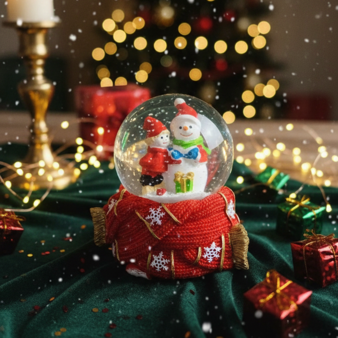 Празнична стъклена снежна топка 12х8 см – идеален коледен подарък