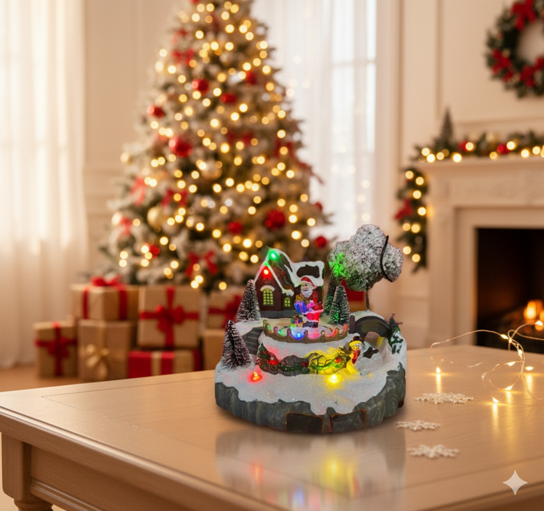 Коледна декорация Дядо Коледа в селото – Светеща празнична магия за вашия дом