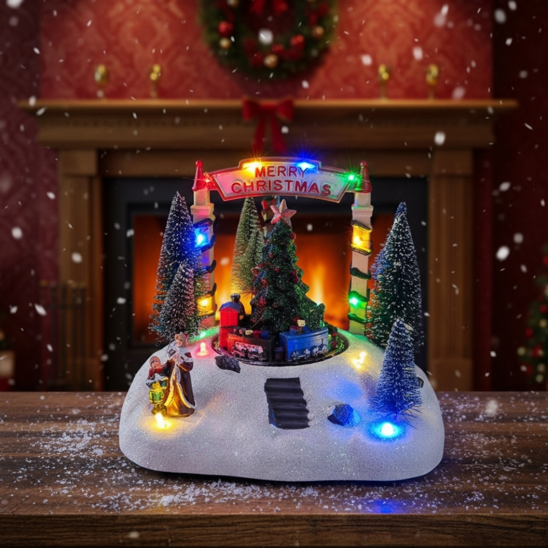 Магическа Коледна въртяща декорация със светлини