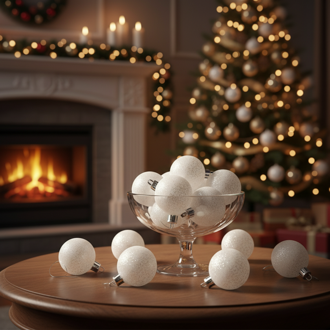 Коледни топки за украса 24 броя с кутия