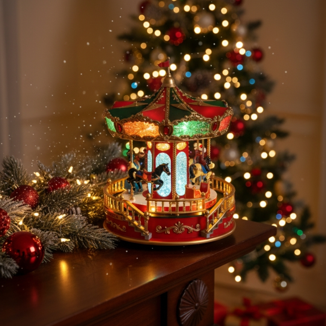 Музикална Коледна въртележка със светлини и музика