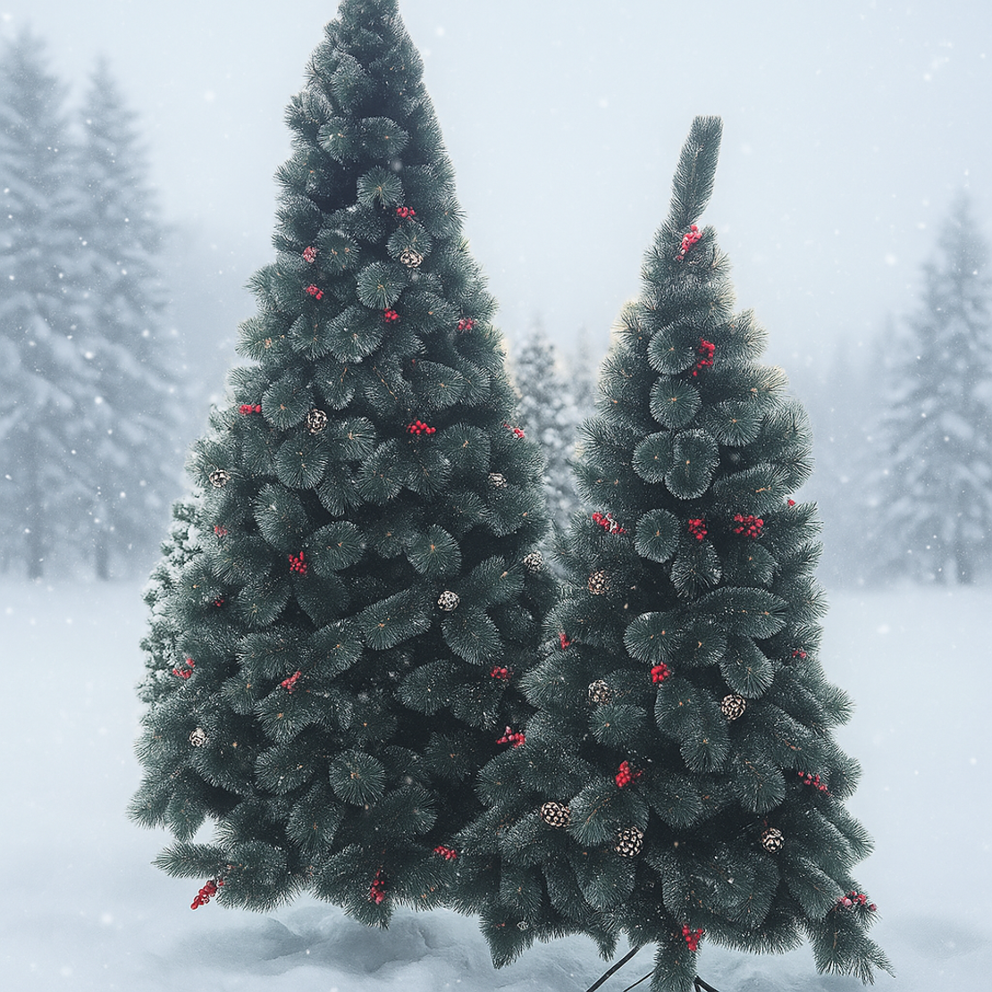 Изкуствена елха/борче с червен глог и шишарки