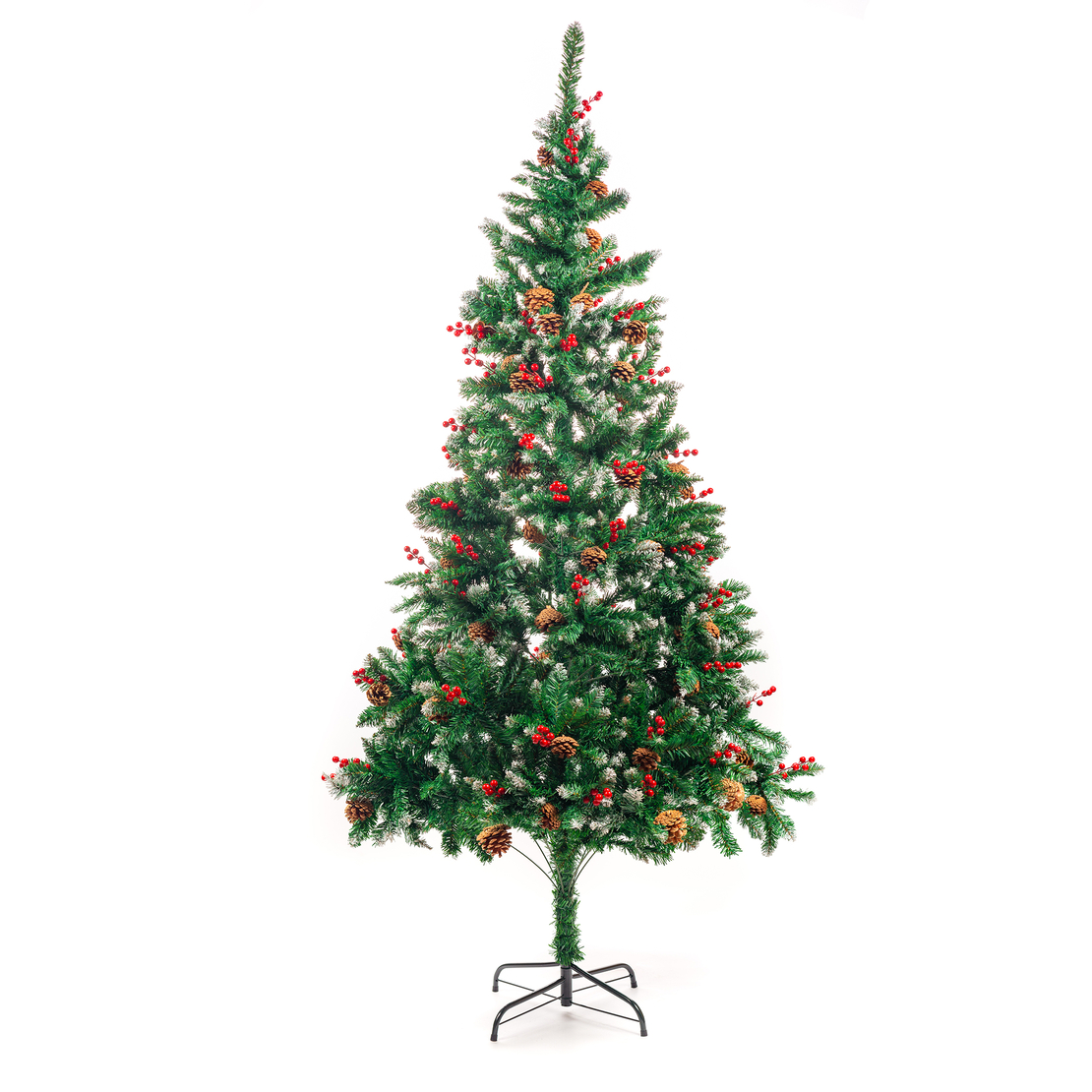 Изкуствена елха Luxury Diamond с червен глог и шишарки