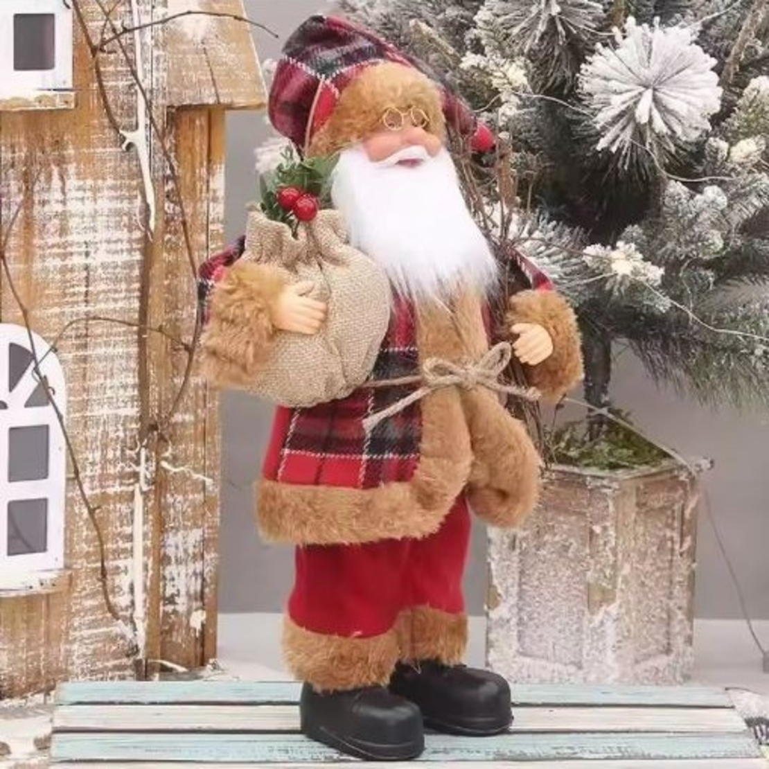 Играчка Дядо Коледа 30-сантиметрова с чувал и сноп пръчки