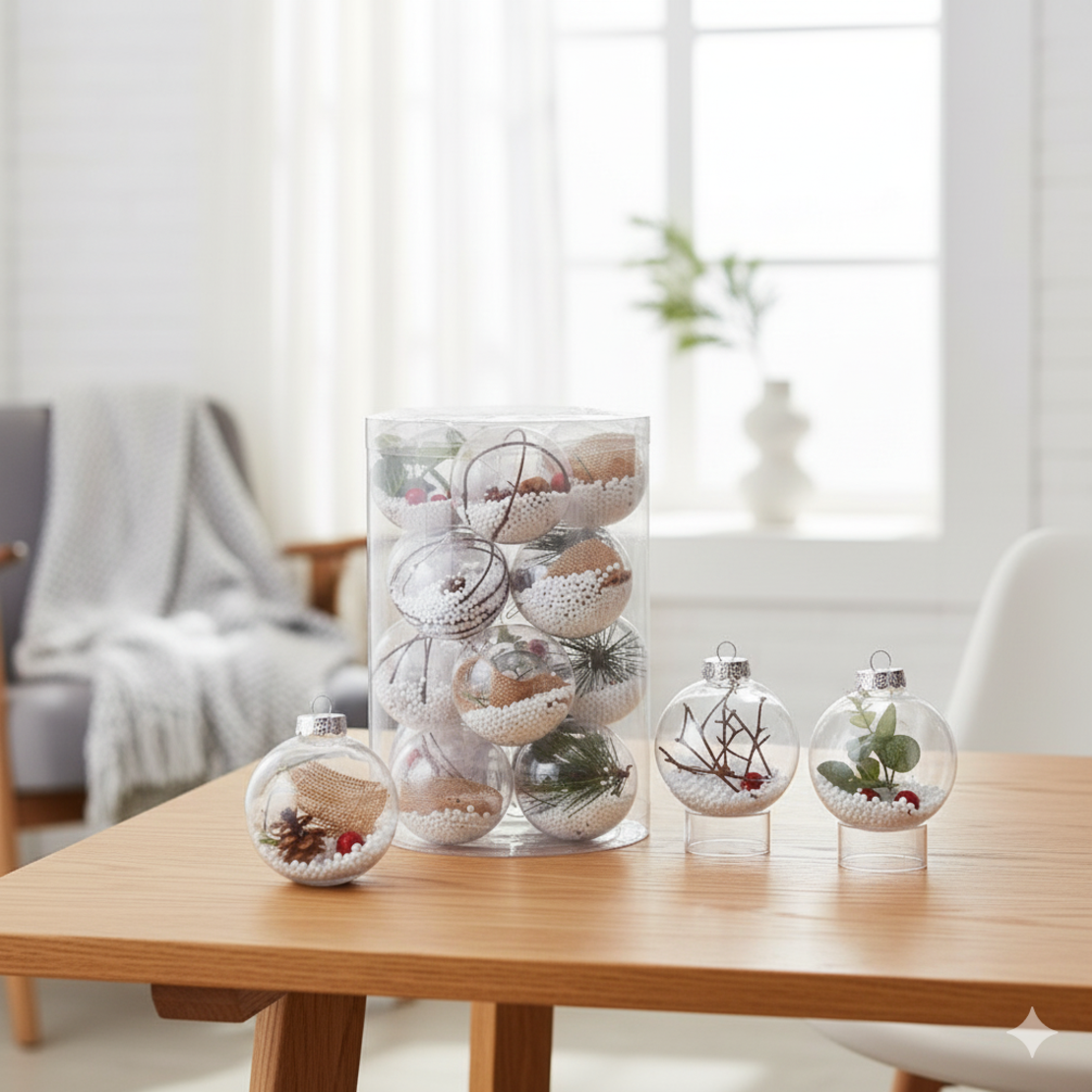 Комплект прозрачни коледни топки за украса
