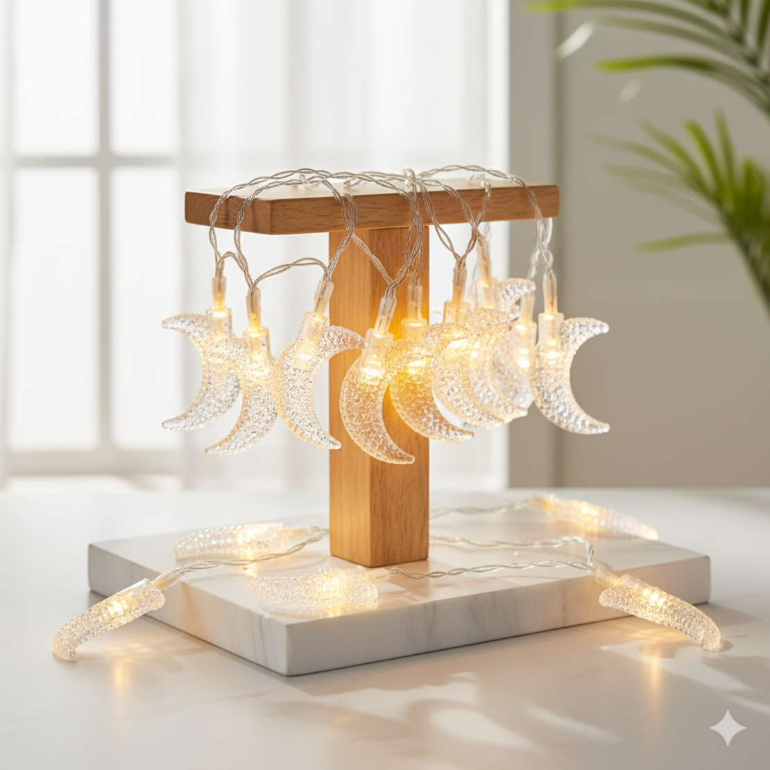 Празнични Коледни лампички с форма на лунички