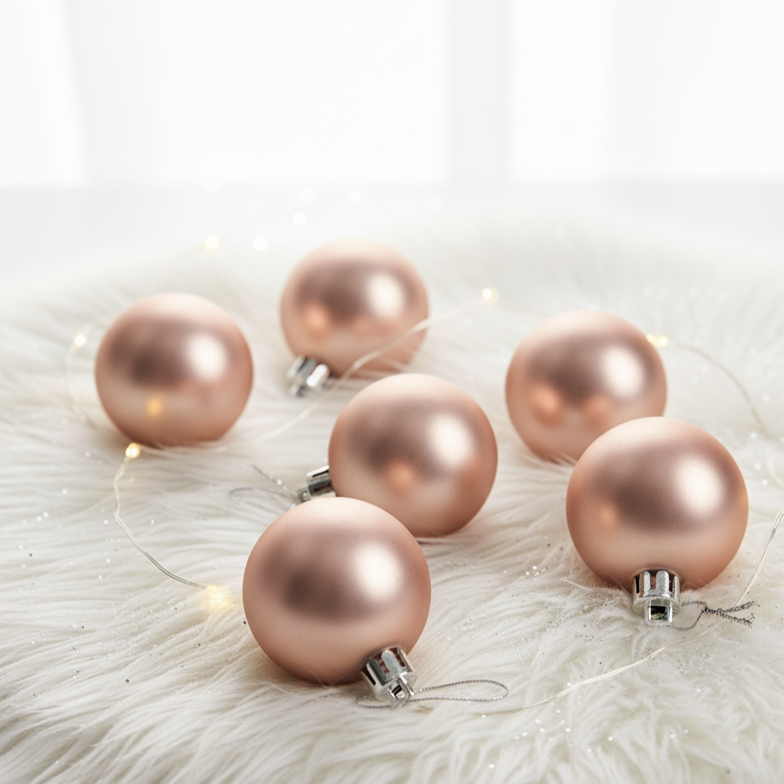 Комплект перлени коледни топки – 6 броя в различни цветове + подарък 6бр златисти топки SD31