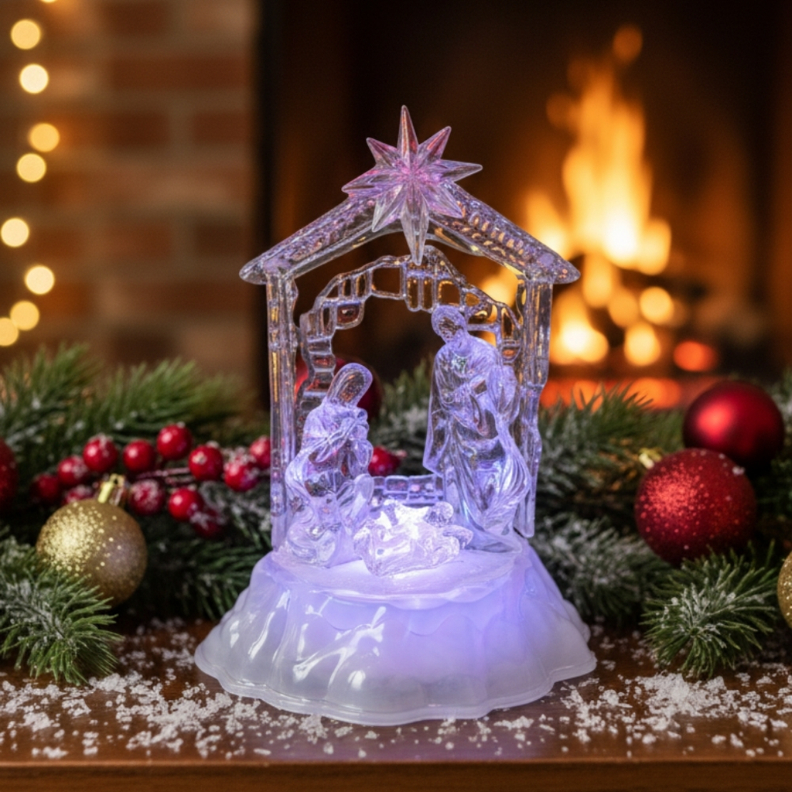 Коледна светеща фигурка Сцена от Рождество Христово“