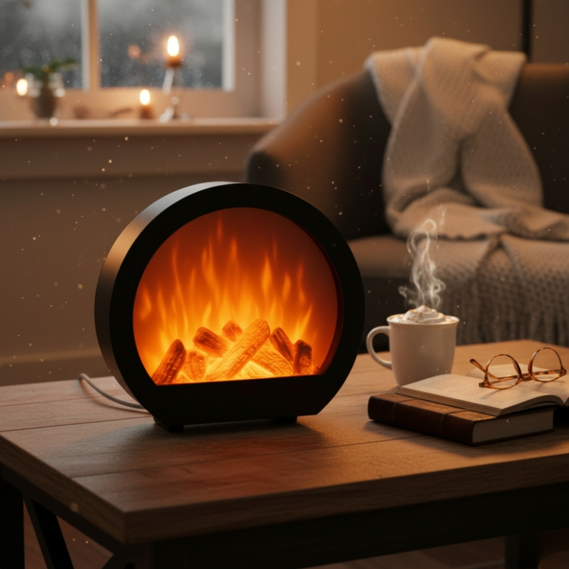 LED декоративна мини  камина с имитация на пламък