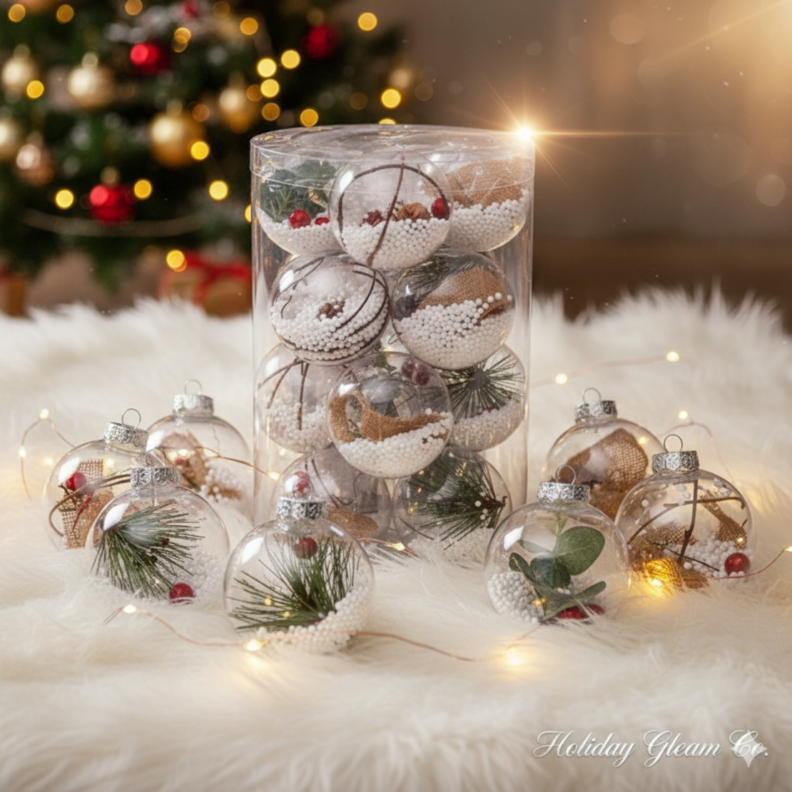 Комплект прозрачни коледни топки за украса