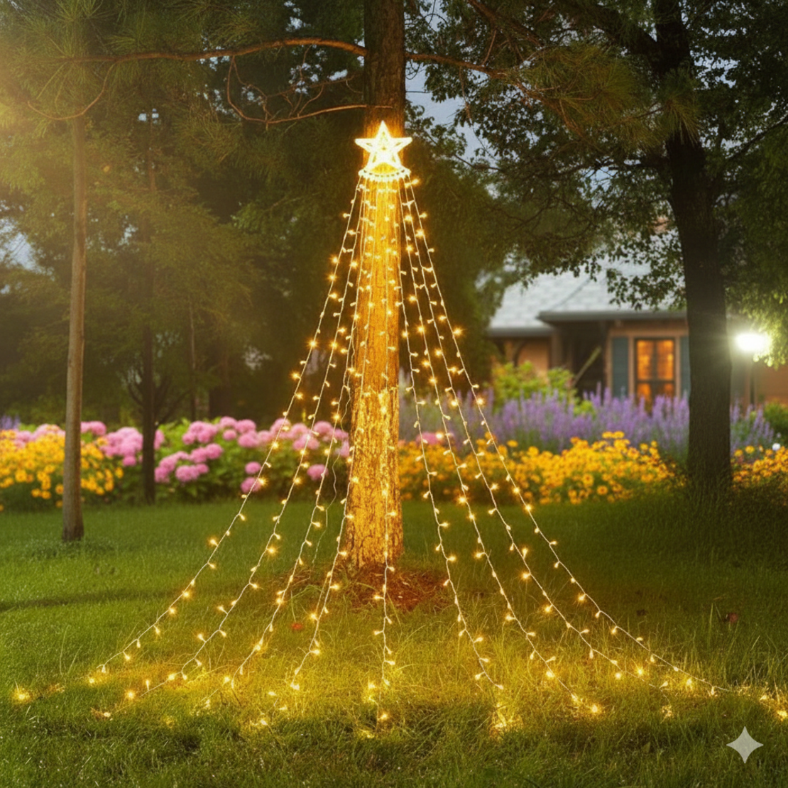 Коледна звезда с 243 лампи Многоцветна светлина