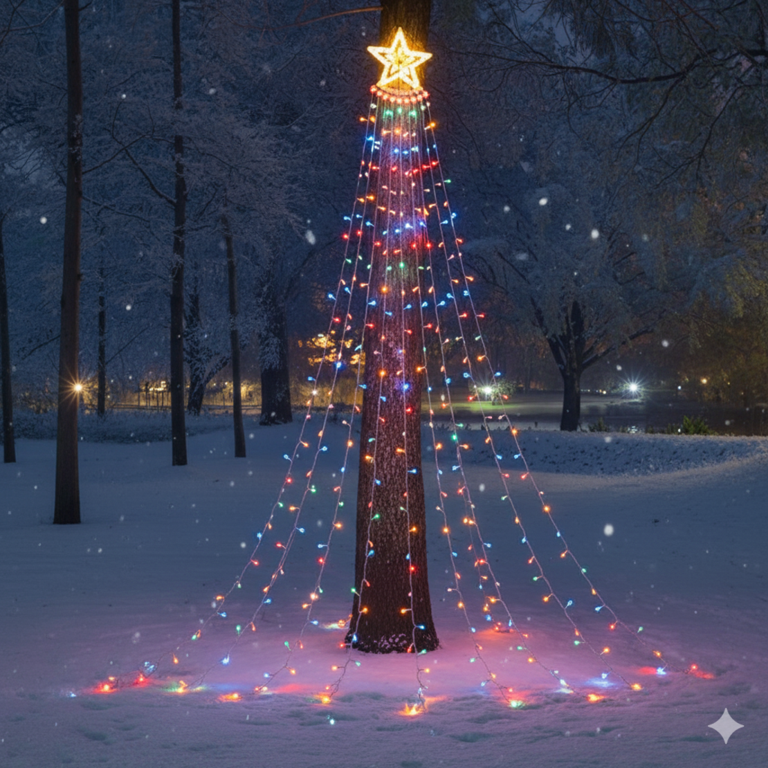 Коледна звезда с 243 лампи Многоцветна светлина
