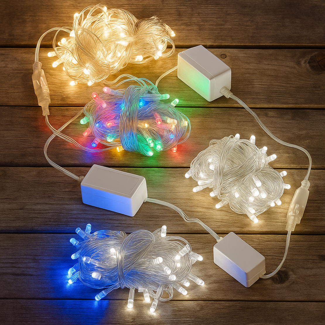 Коледни лампички кристал с удължител 10 метра 100 лампи