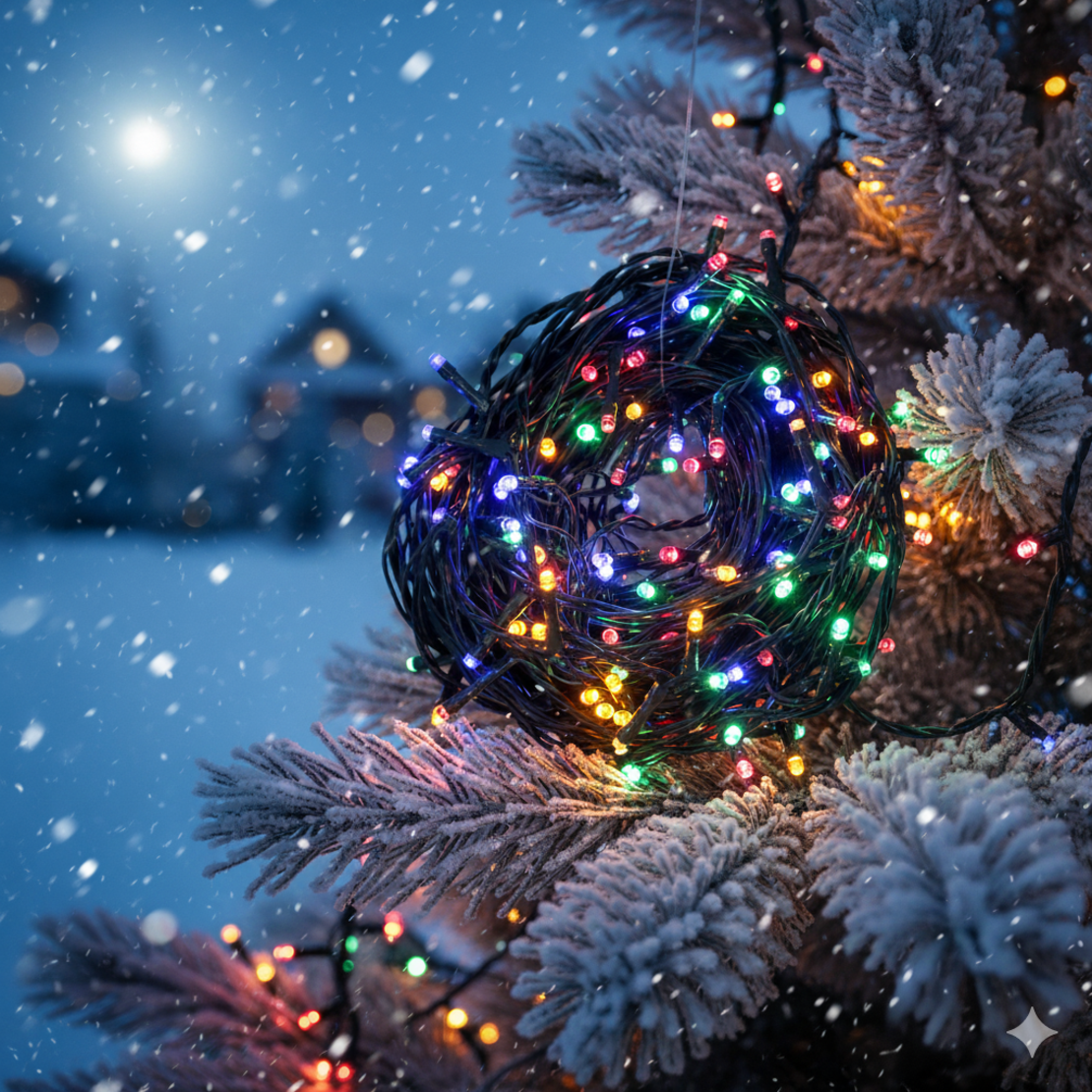 Коледни лампички кристал с удължител 10 метра 100 лампи