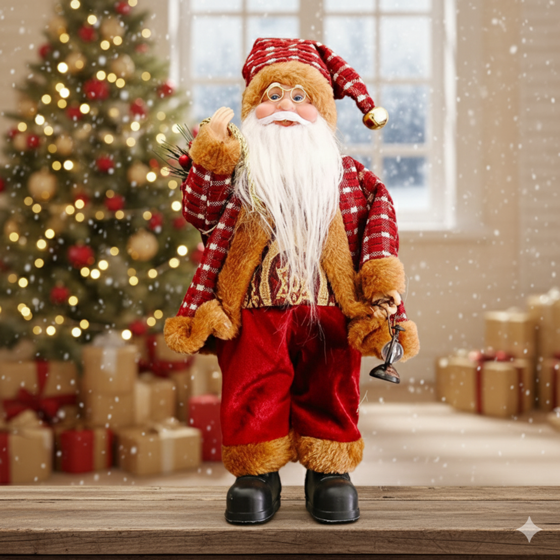 Фигурка Дядо Коледа с чувал и фенер 30 см.