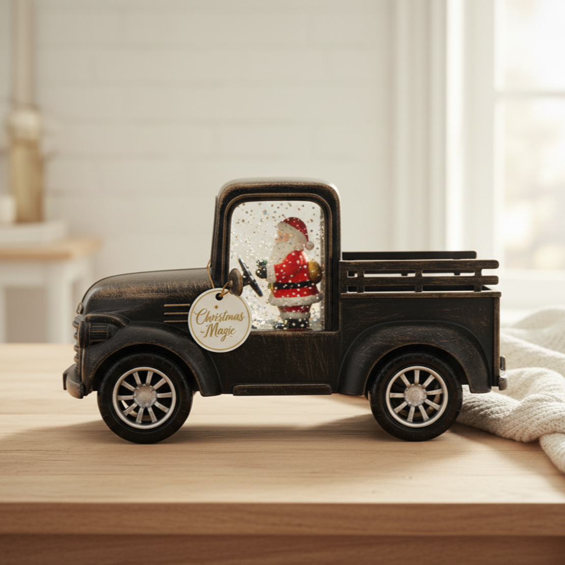 Ретро светеща коледна декорация Кола с Дядо Коледа“ – винтидж празничен чар