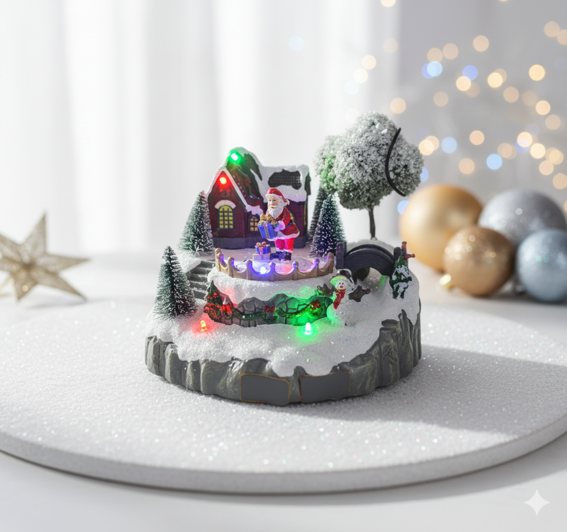 Коледна декорация Дядо Коледа в селото – Светеща празнична магия за вашия дом