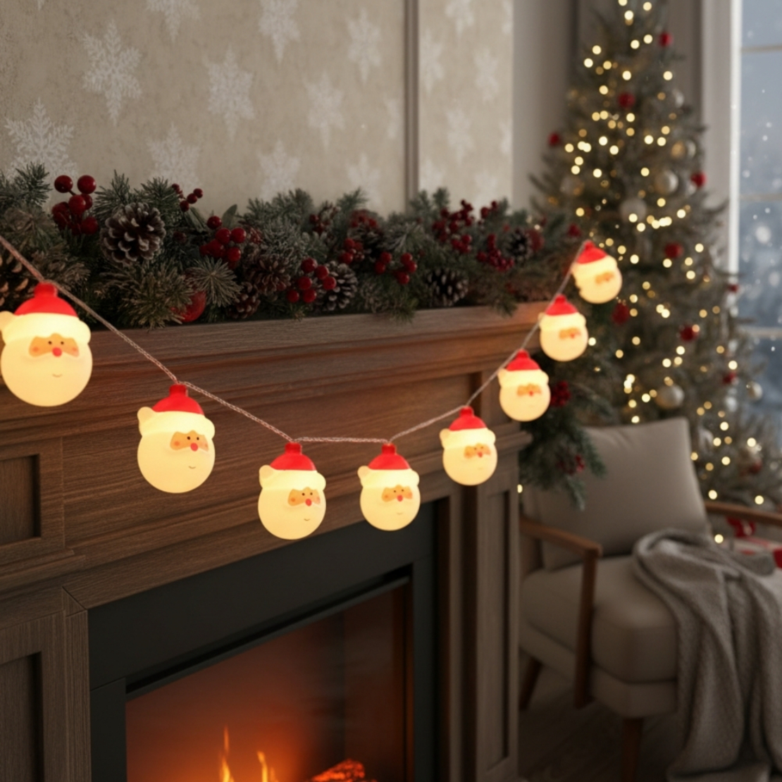 Коледна украса светещи LED лампички с Дядо Коледа