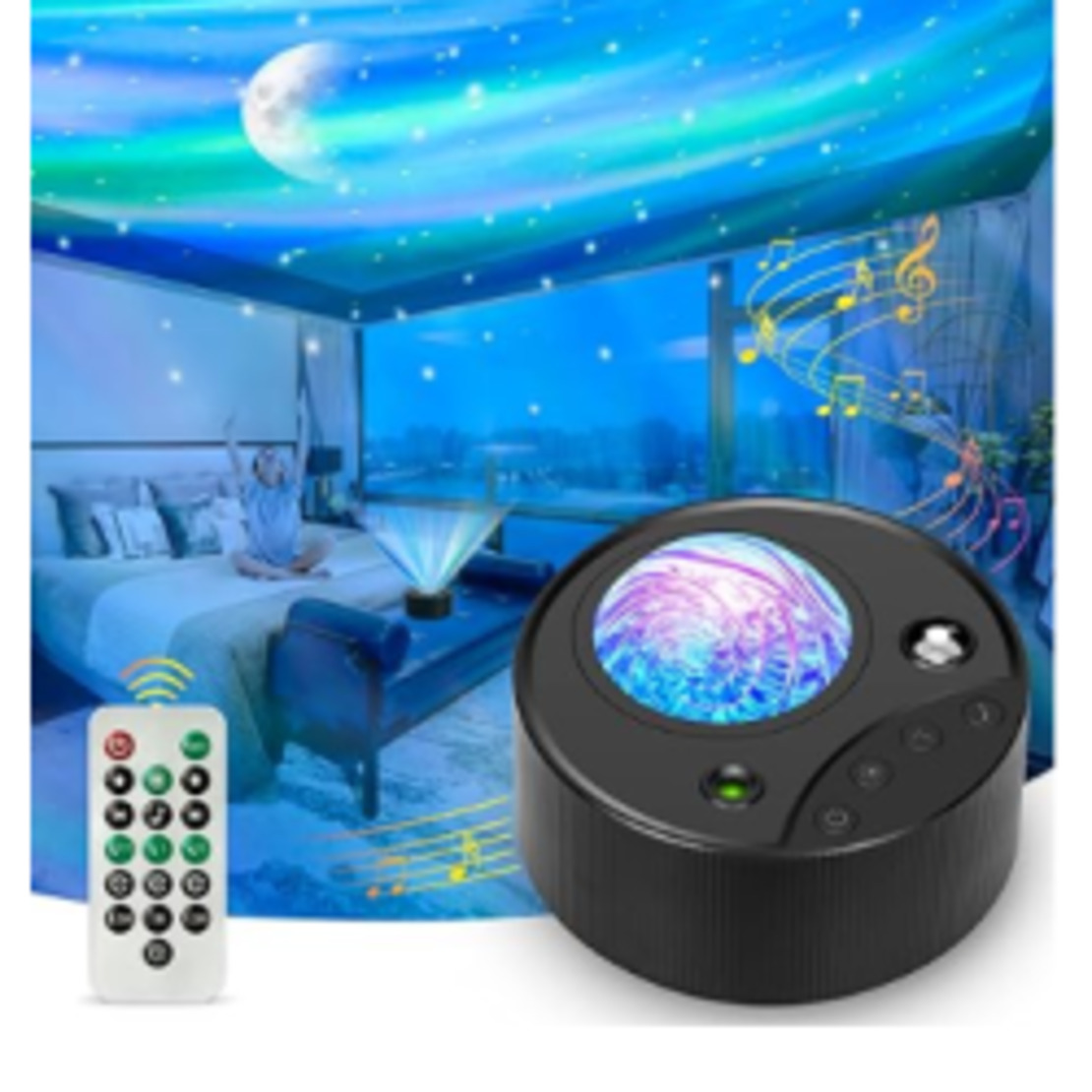 Лазерен проектор Северно сияние RGB звездно небе светлина бял шум