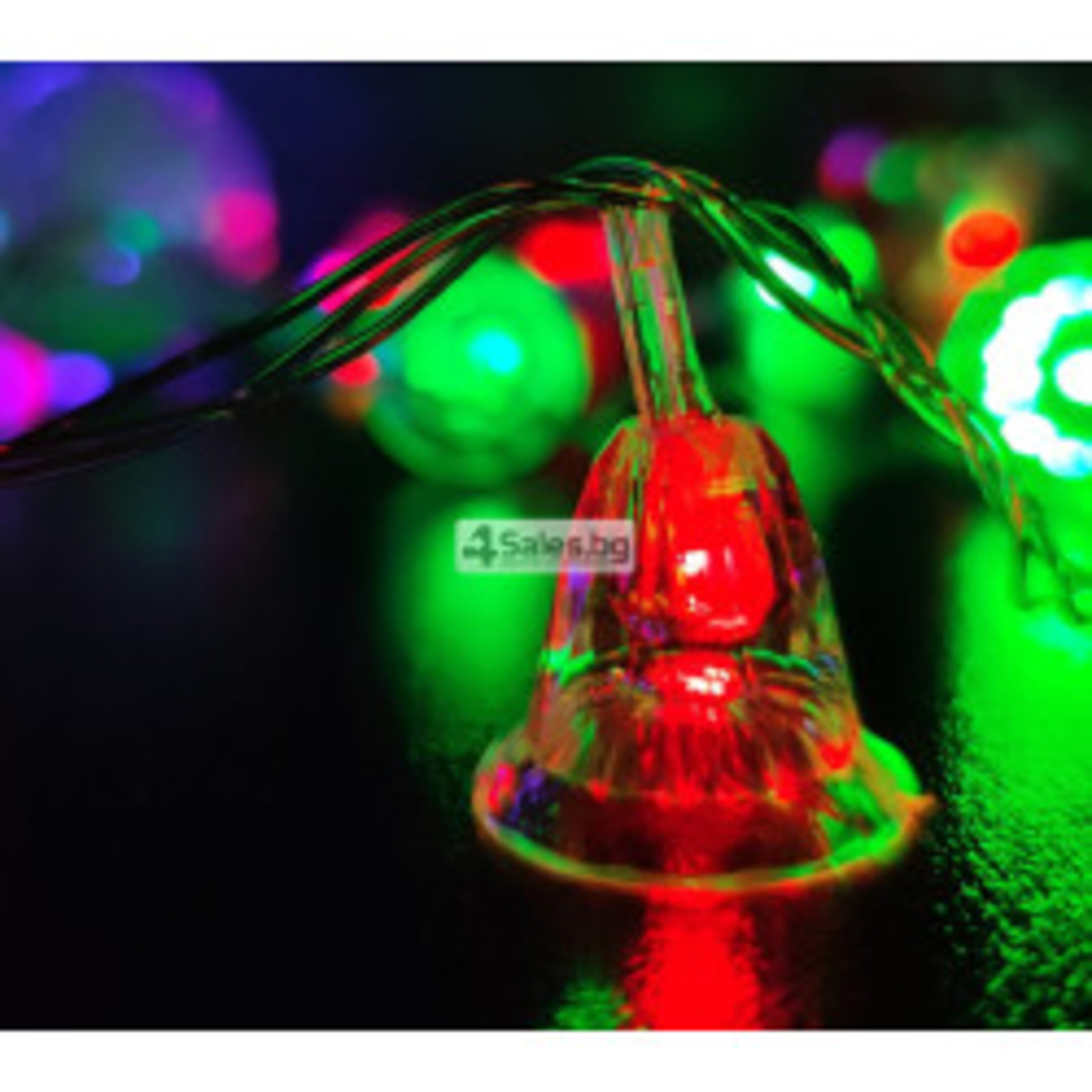Многоцветни коледни LED лампички с камбанки - Многоцветни дължина - 5м 28бр лампички