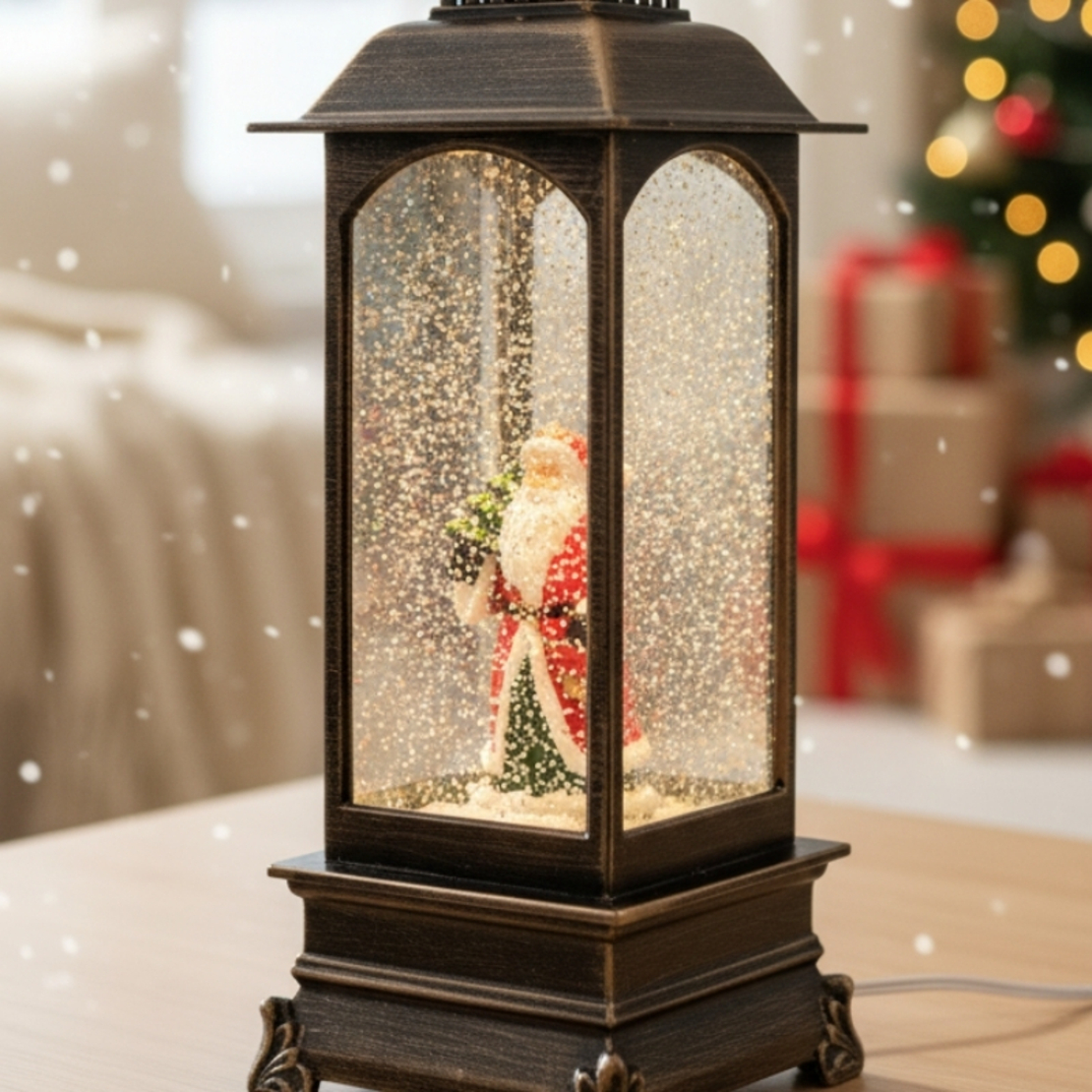 Коледен фенер със снежен ефект