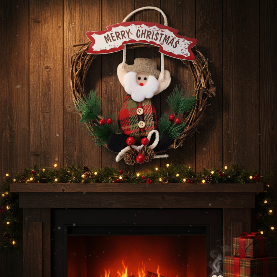 Ръчно изработен коледен венец Merry Christmas