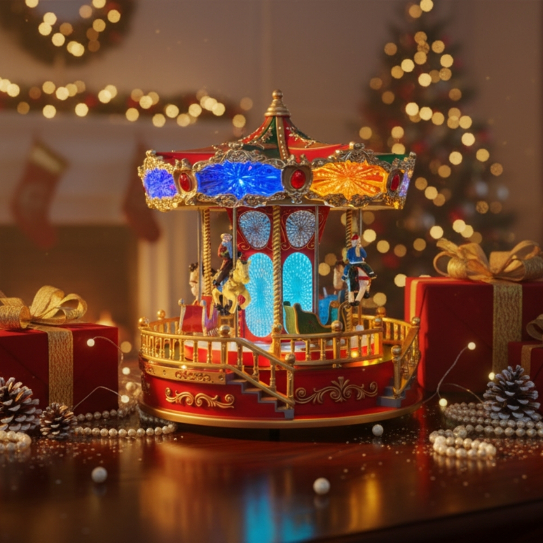 Музикална Коледна въртележка със светлини и музика