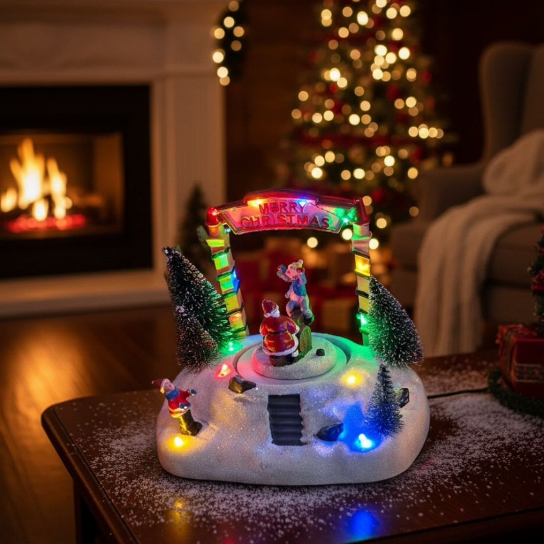 Магическа Коледна въртяща декорация със светлини