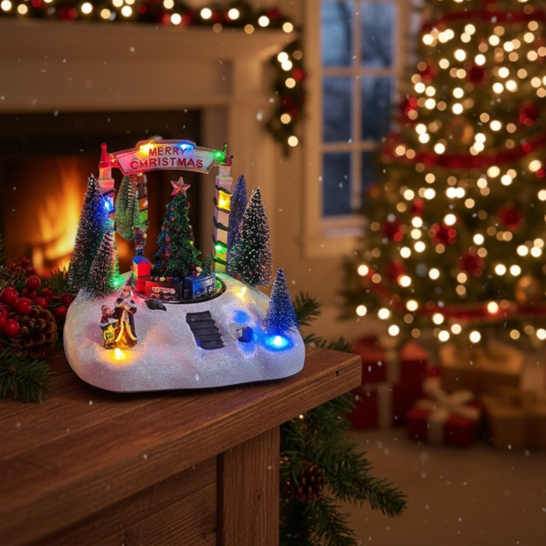 Магическа Коледна въртяща декорация със светлини