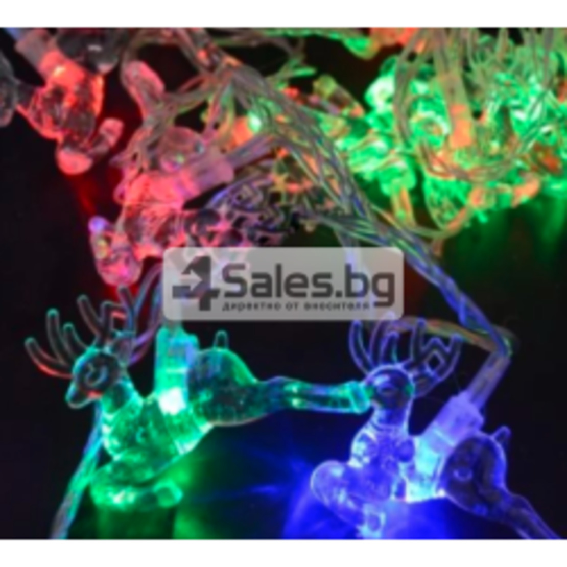 Многоцветни коледни LED лампички с еленчета - Многоцветни дължина - 5м 28бр лампички