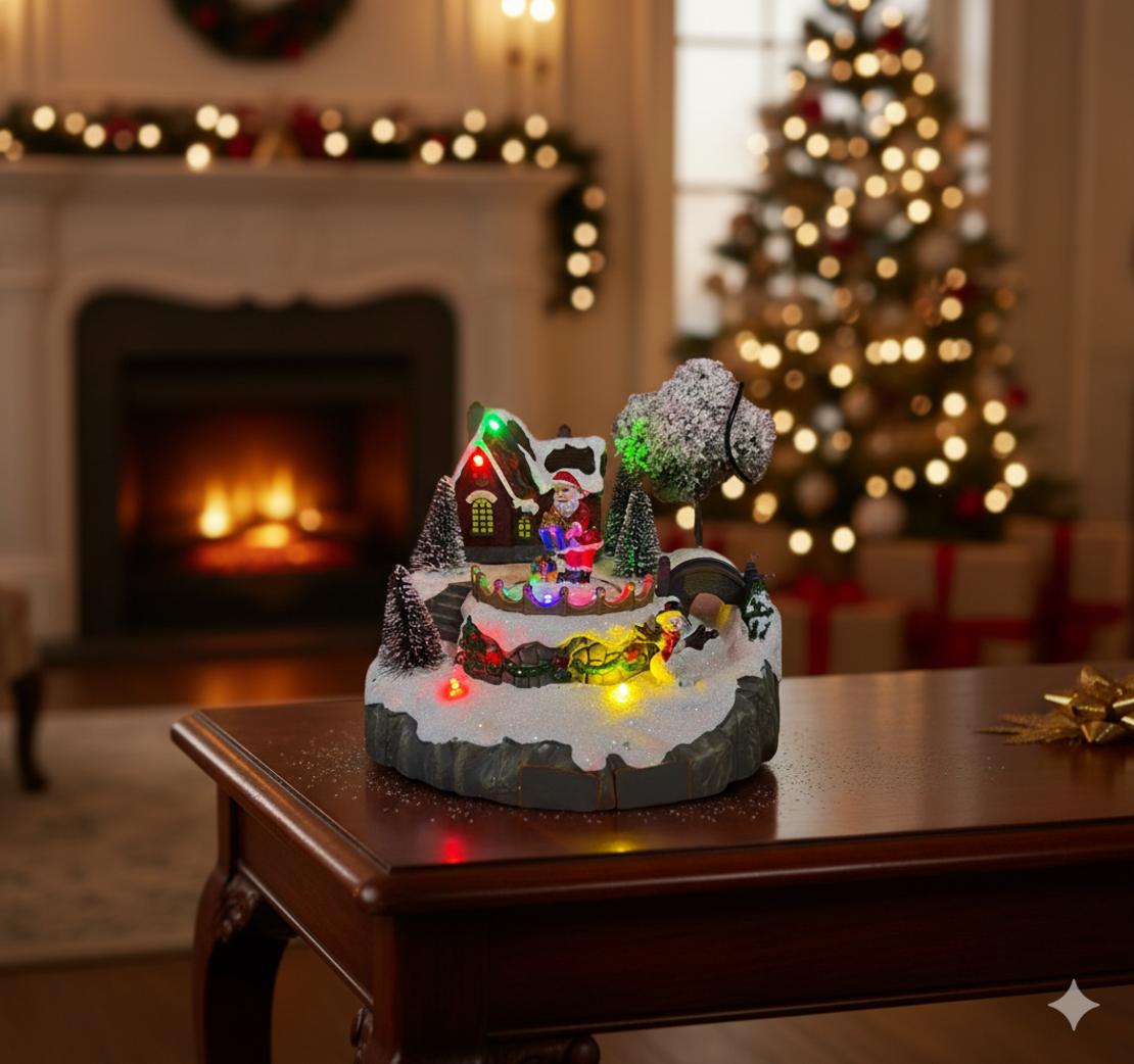 Коледна декорация Дядо Коледа в селото – Светеща празнична магия за вашия дом