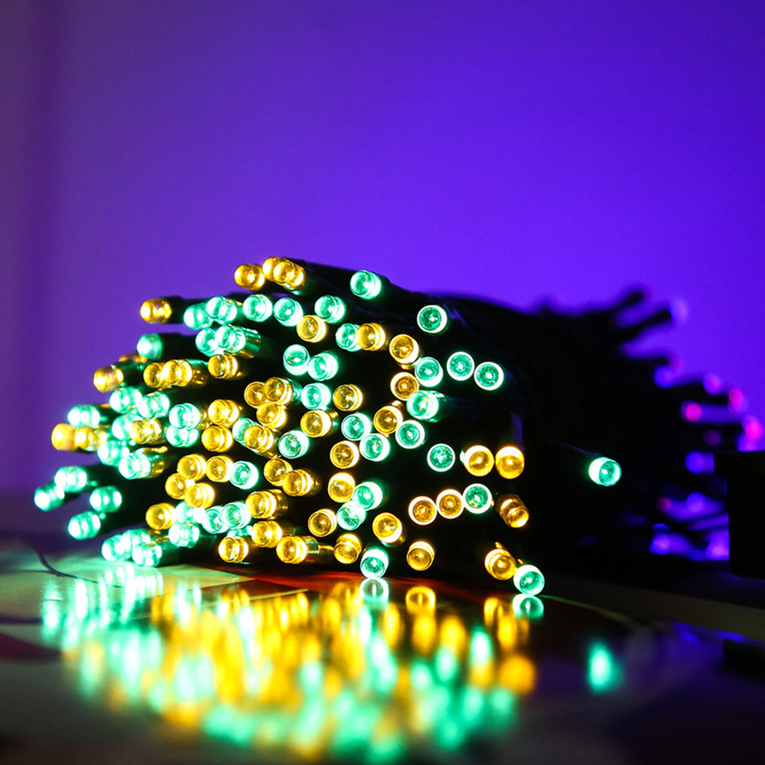 Соларни коледни лампички 12 метра 100 лампи 4 цвята по избор