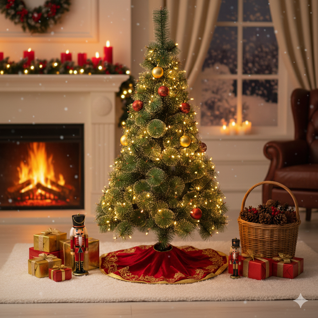 Коледна елха гъста заснежена в различни размери