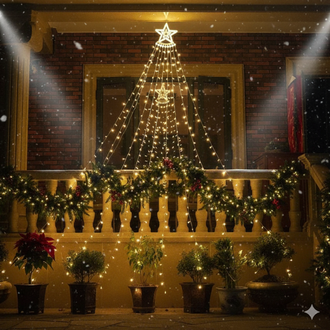 Коледна звезда с 243 лампи Многоцветна светлина