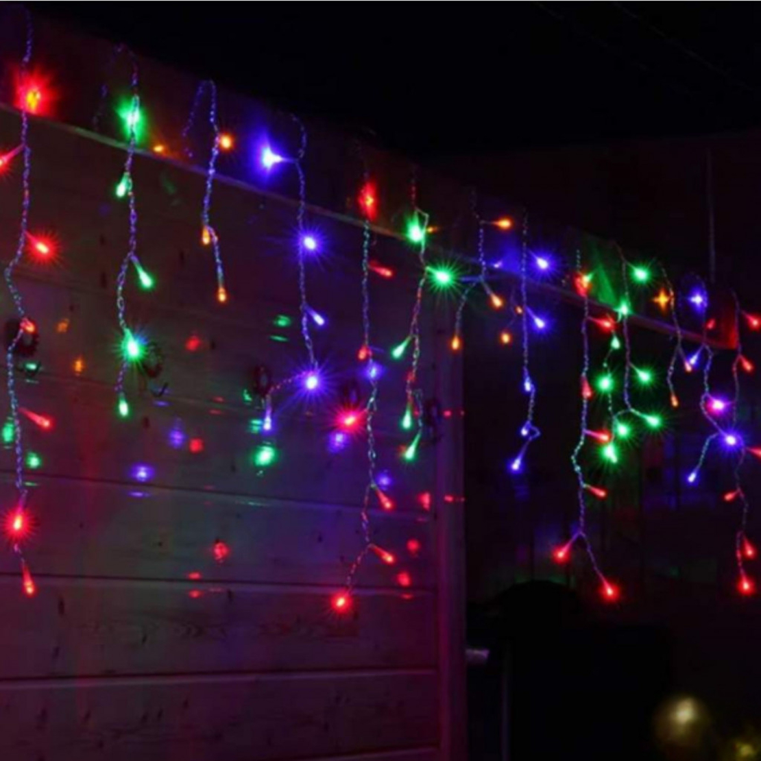 Коледна украса LED ресни 12 метра – водоустойчива инсталация с 8 режима на светене, идеална за дома, градината и оградата