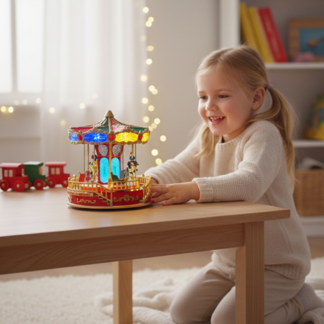 Музикална Коледна въртележка със светлини и музика