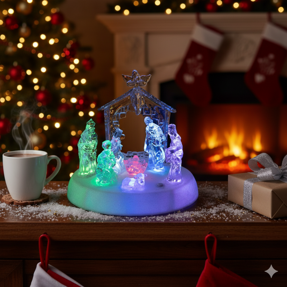 Коледна LED осветена акрилна скулптура на Рождество Христово