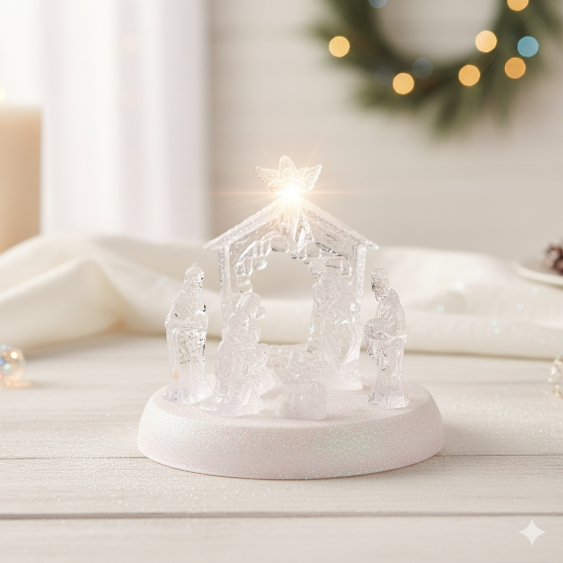 Коледна LED осветена акрилна скулптура на Рождество Христово