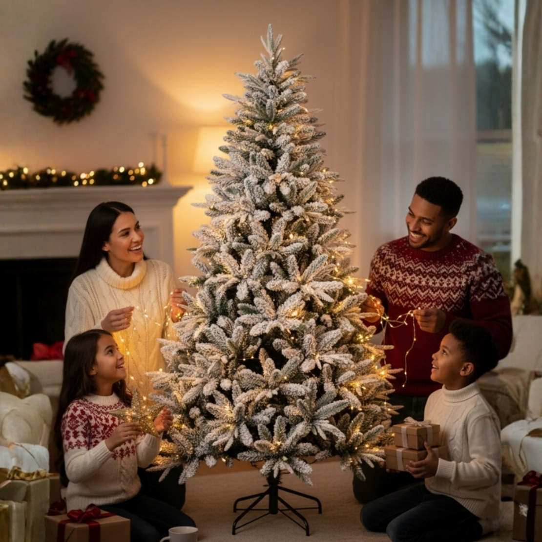 Изкуствена елха Kring Melbourne Цялата заснежена с метална стойка