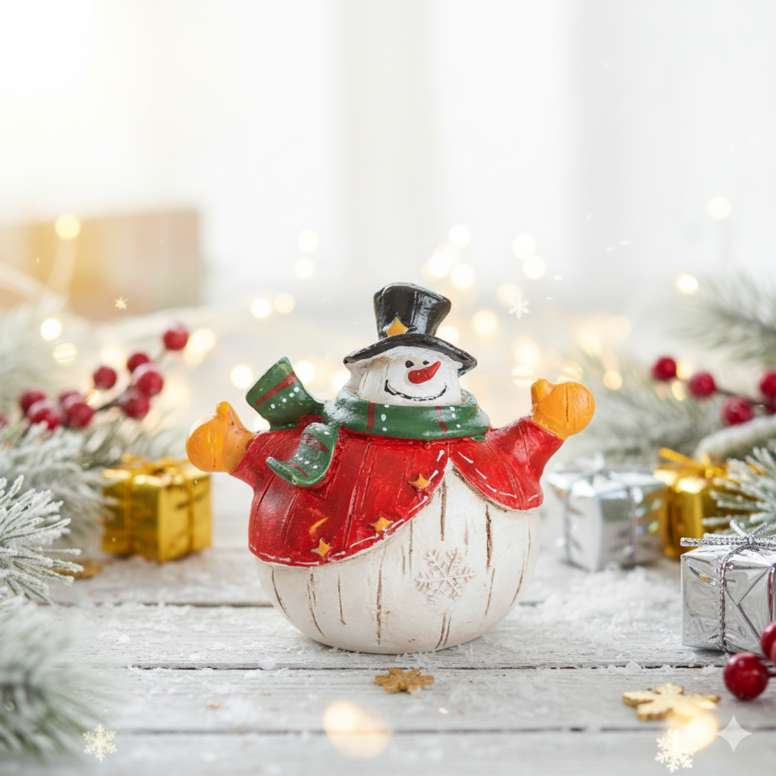 Коледни снежни човечета от полирезин – малка фигурка, идеална коледна украса за всеки дом