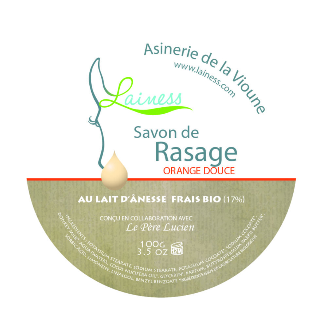 Le Père Lucien – Сапун за бръснене „Lainess“ Orange Douce, 100 g