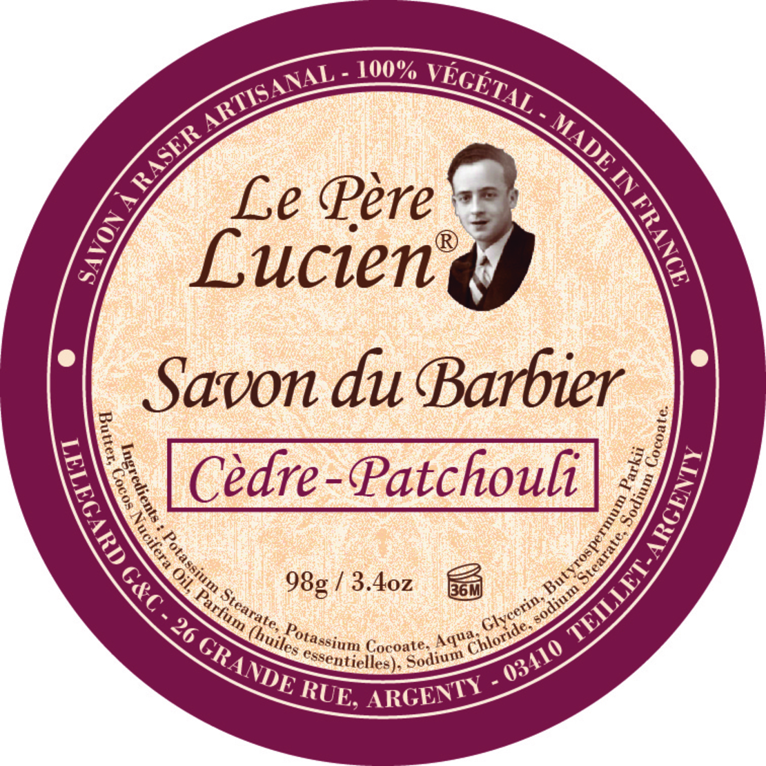 Сапун за бръснене - Le Père Lucien, 98 g – Cèdre Patchouli