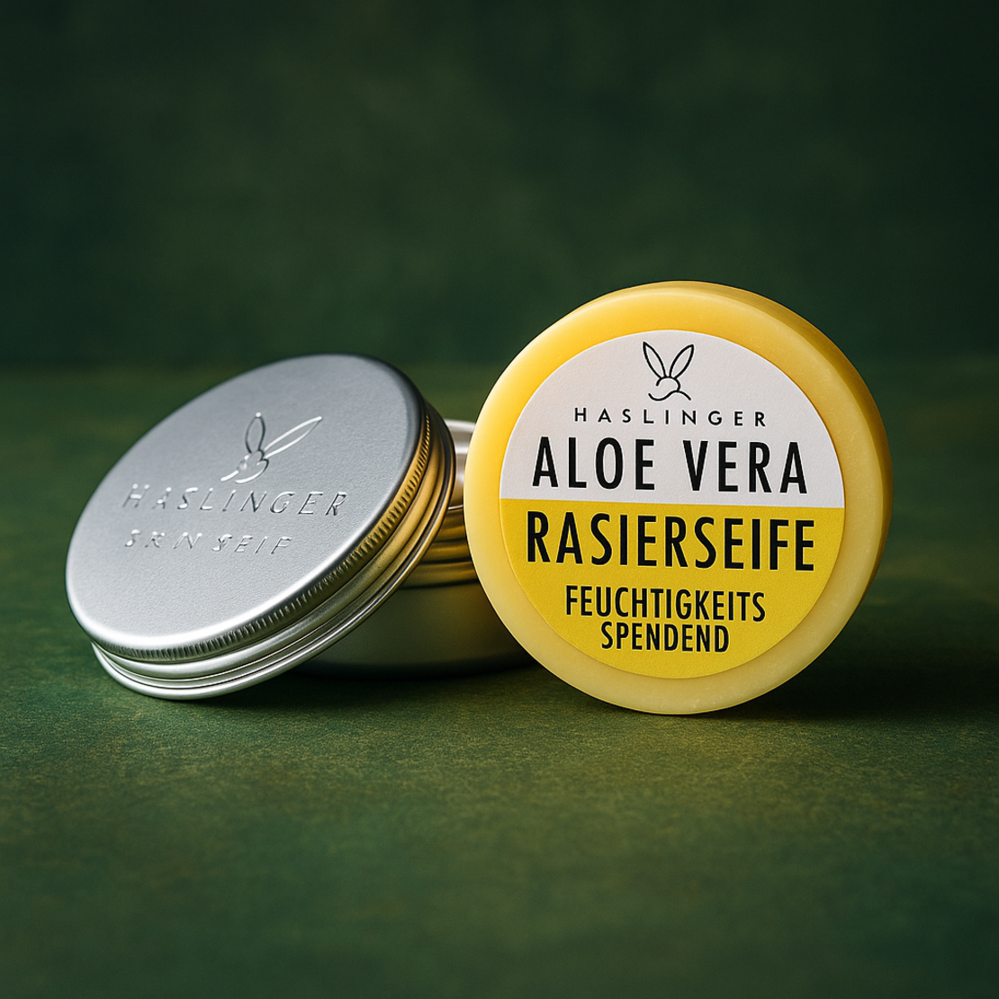 Сапун за бръснене Haslinger с алое вера и сапунерка 60 гр.