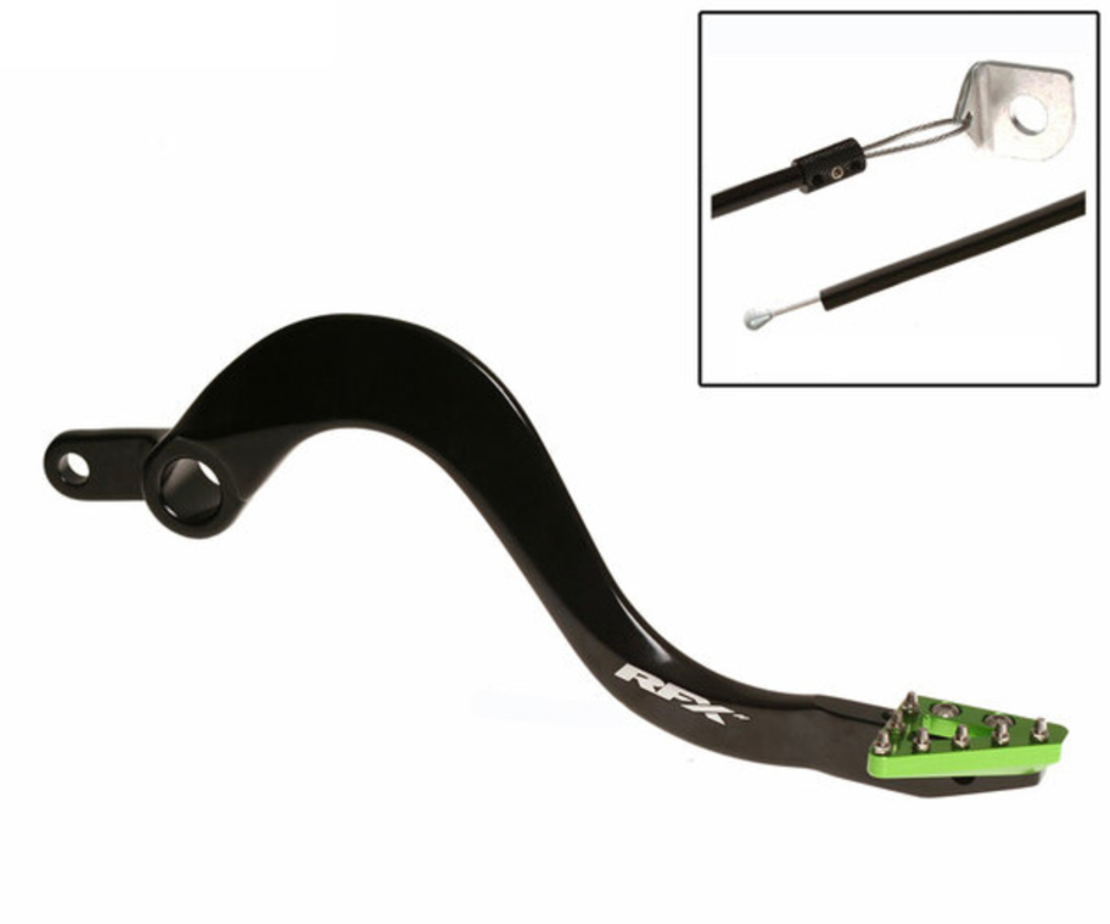 Заден лост за спирачка RFX Pro ST Rear Brake Lever (Black/Green) - Kawasaki KX125 04-08