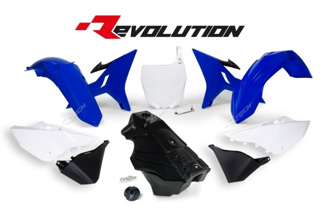 Комплект пластмаси RACETECH Revolution Plastic Kit + Gas Tank (Blue/White/Black) Yamaha YZ125/250 02-19